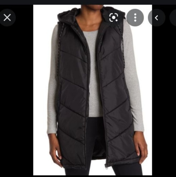 Z By Zella Long Hooded Puffer Vest In 